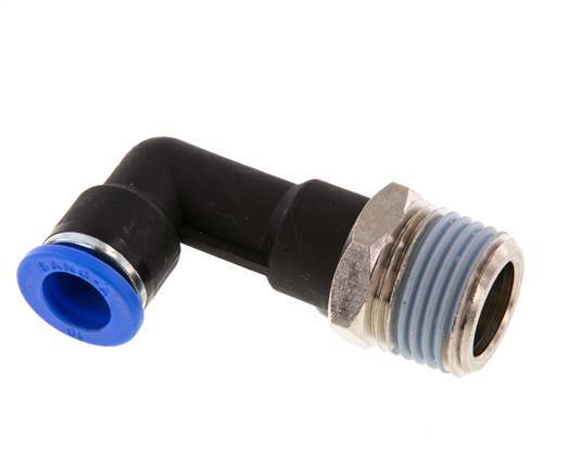 Codo de 90 grados de 10mm x R1/2'' con rosca macho latón/PA 66 NBR cuerpo largo giratorio [2 piezas]