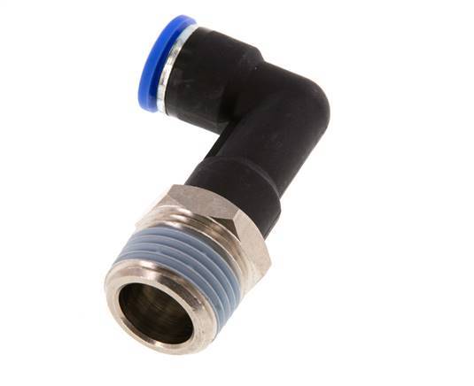 Codo de 90 grados de 10mm x R1/2'' con rosca macho latón/PA 66 NBR cuerpo largo giratorio [2 piezas]