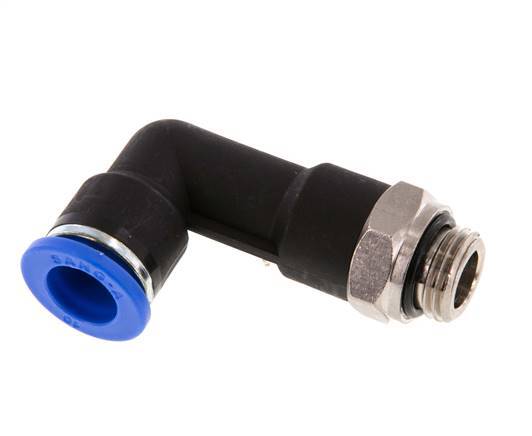 Codo de 90 grados 10mm x G1/4'' con rosca macho latón/PA 66 NBR cuerpo largo giratorio [2 piezas]