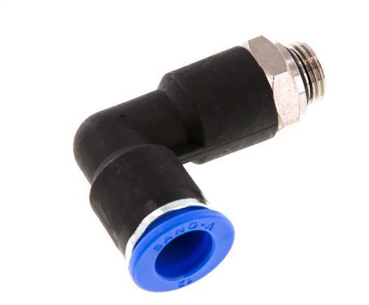 Codo de 90 grados 12mm x G1/4'' con rosca macho latón/PA 66 NBR cuerpo largo giratorio [2 piezas]