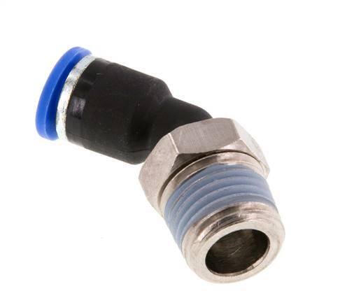 6mm x R1/4'' Racor rápido acodado de 45 grados con rosca macho Latón/PA 66 NBR [2 unidades]