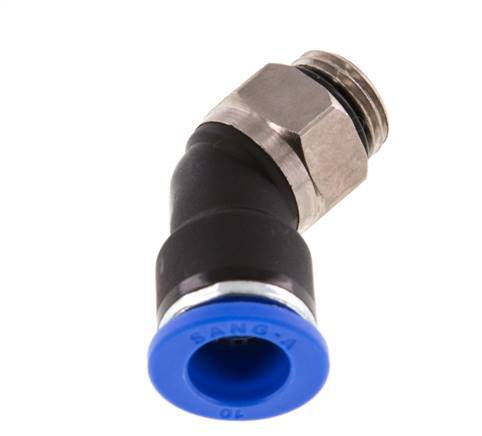 10mm x G1/4'' Codo 45deg Racor con rosca macho Latón/PA 66 NBR [2 Piezas]