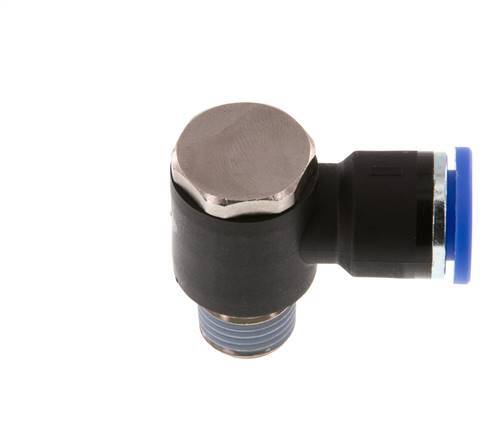 10mm x R1/4'' Codo de 90 grados en forma de L Racor con rosca macho Latón/PA 66 NBR Giratorio [2 Piezas]