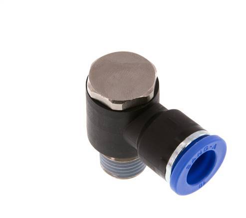 10mm x R1/4'' Codo de 90 grados en forma de L Racor con rosca macho Latón/PA 66 NBR Giratorio [2 Piezas]