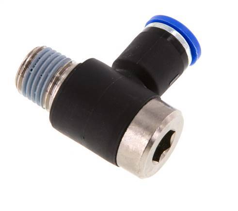 Codo de 8mm x R1/4'' en forma de L con rosca macho latón/PA 66 NBR interior hexagonal giratorio [2 piezas]