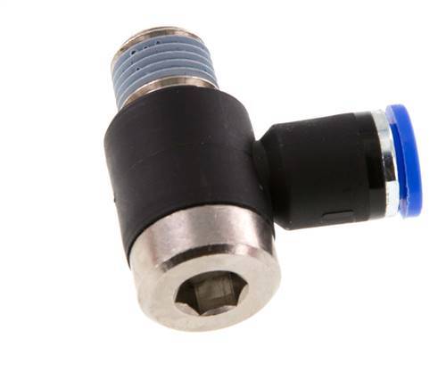 Codo de 8mm x R1/4'' en forma de L con rosca macho latón/PA 66 NBR interior hexagonal giratorio [2 piezas]