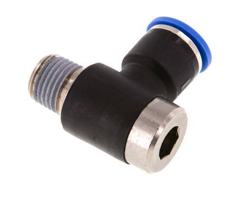 10mm x R1/4'' Codo de 90 grados en forma de L Racor con rosca macho Latón/PA 66 NBR Interior Hexágono Giratorio