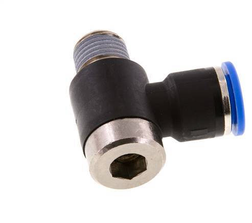 10mm x R1/4'' Codo de 90 grados en forma de L Racor con rosca macho Latón/PA 66 NBR Interior Hexágono Giratorio