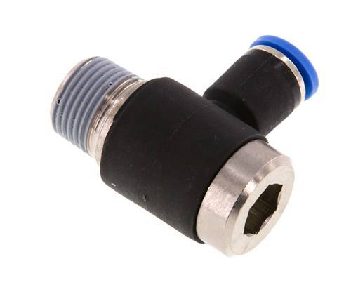 Codo de 8mm x R3/8'' en forma de L con rosca macho Latón/PA 66 NBR Hexágono interior giratorio