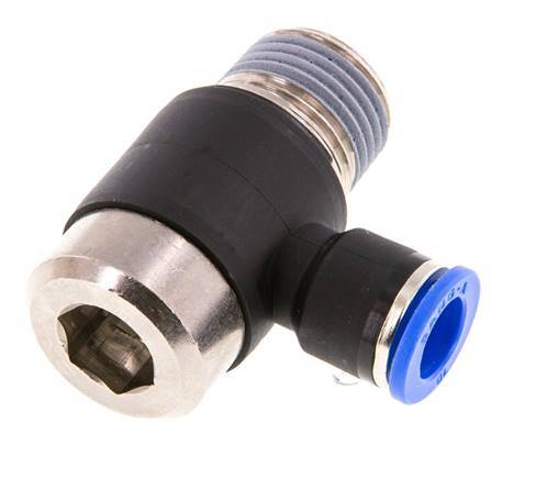 10mm x R1/2'' Codo de 90 grados en forma de L Racor con rosca macho Latón/PA 66 NBR Interior Hexágono Giratorio