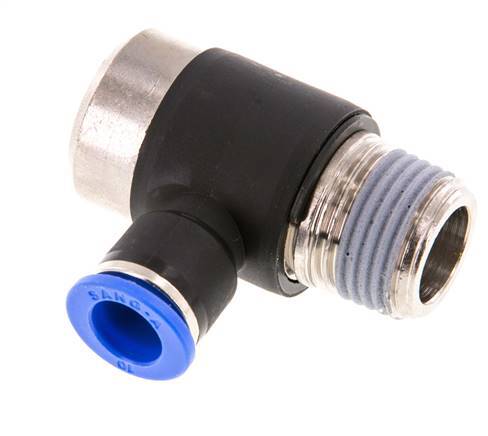 10mm x R1/2'' Codo de 90 grados en forma de L Racor con rosca macho Latón/PA 66 NBR Interior Hexágono Giratorio