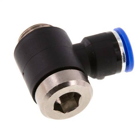 10mm x G3/8'' Codo de 90 grados en forma de L Racor con rosca macho Latón/PA 66 NBR Hexágono interior Giratorio