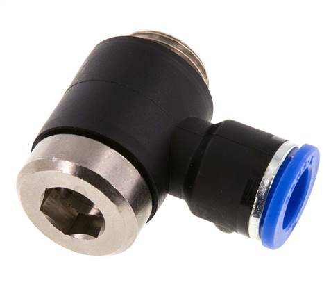 10mm x G3/8'' Codo de 90 grados en forma de L Racor con rosca macho Latón/PA 66 NBR Hexágono interior Giratorio