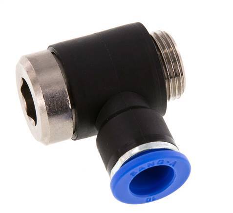 10mm x G3/8'' Codo de 90 grados en forma de L Racor con rosca macho Latón/PA 66 NBR Hexágono interior Giratorio