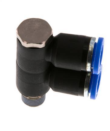 Racor rápido de 2 vías de 8 mm x R1/8'' con rosca macho Latón/PA 66 NBR Giratorio