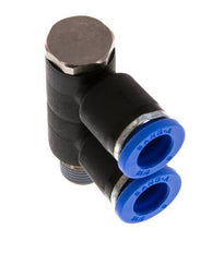 Racor rápido de 2 vías de 8 mm x R1/8'' con rosca macho Latón/PA 66 NBR Giratorio