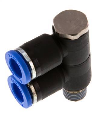 Racor rápido de 2 vías de 8 mm x R1/8'' con rosca macho Latón/PA 66 NBR Giratorio