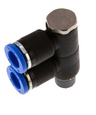 Racor rápido de 2 vías de 8 mm x R1/8'' con rosca macho Latón/PA 66 NBR Giratorio