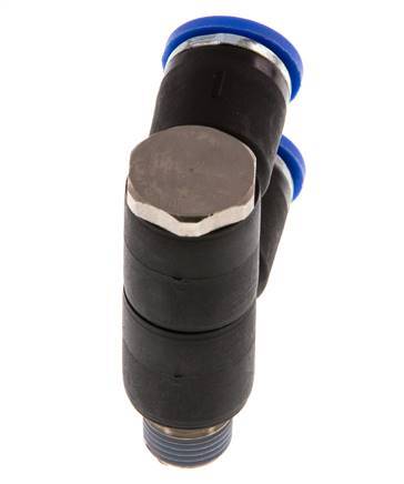 Racor rápido de 2 vías de 8 mm x R1/8'' con rosca macho Latón/PA 66 NBR Giratorio