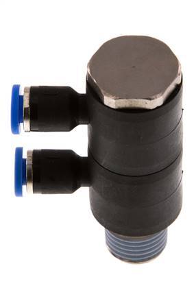 Racor rápido de 2 vías de 4mm x R1/4'' con rosca macho Latón/PA 66 NBR Giratorio
