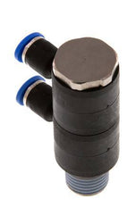 Racor rápido de 2 vías de 4mm x R1/4'' con rosca macho Latón/PA 66 NBR Giratorio