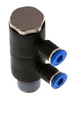 Racor rápido de 2 vías de 4mm x R1/4'' con rosca macho Latón/PA 66 NBR Giratorio