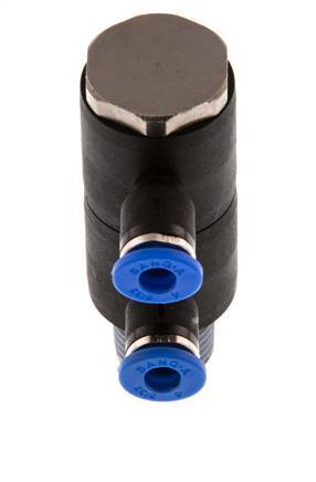 Racor rápido de 2 vías de 4mm x R1/4'' con rosca macho Latón/PA 66 NBR Giratorio