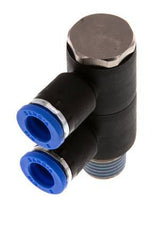 Racor rápido de 2 vías de 8 mm x R1/4'' con rosca macho Latón/PA 66 NBR Giratorio