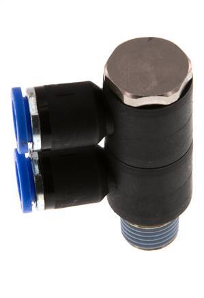 Racor rápido de 2 vías de 8 mm x R1/4'' con rosca macho Latón/PA 66 NBR Giratorio