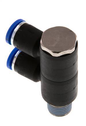 Racor rápido de 2 vías de 8 mm x R1/4'' con rosca macho Latón/PA 66 NBR Giratorio
