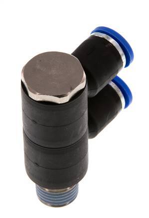 Racor rápido de 2 vías de 8 mm x R1/4'' con rosca macho Latón/PA 66 NBR Giratorio