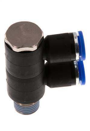Racor rápido de 2 vías de 8 mm x R1/4'' con rosca macho Latón/PA 66 NBR Giratorio