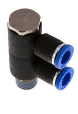 Racor rápido de 2 vías de 8 mm x R1/4'' con rosca macho Latón/PA 66 NBR Giratorio
