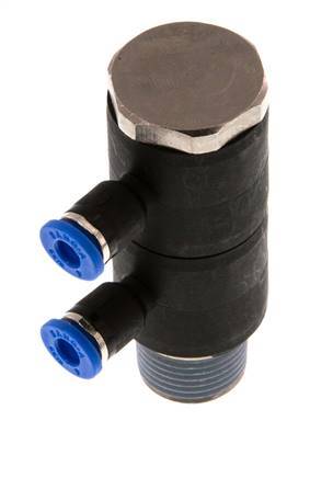 Racor rápido de 2 vías de 4mm x R3/8'' con rosca macho Latón/PA 66 NBR Giratorio