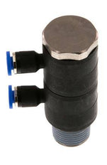 Racor rápido de 2 vías de 4mm x R3/8'' con rosca macho Latón/PA 66 NBR Giratorio