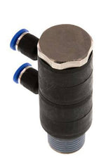 Racor rápido de 2 vías de 4mm x R3/8'' con rosca macho Latón/PA 66 NBR Giratorio