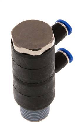 Racor rápido de 2 vías de 4mm x R3/8'' con rosca macho Latón/PA 66 NBR Giratorio
