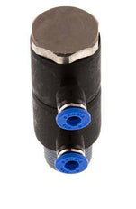 Racor rápido de 2 vías de 4mm x R3/8'' con rosca macho Latón/PA 66 NBR Giratorio