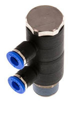 Racor rápido de 2 vías de 6mm x R3/8'' con rosca macho Latón/PA 66 NBR Giratorio