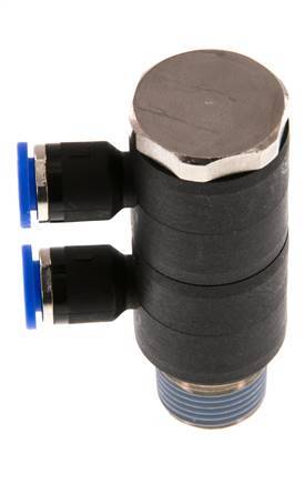 Racor rápido de 2 vías de 6mm x R3/8'' con rosca macho Latón/PA 66 NBR Giratorio