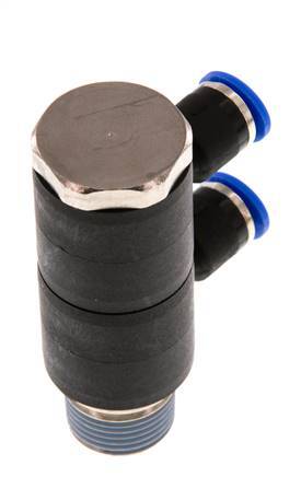 Racor rápido de 2 vías de 6mm x R3/8'' con rosca macho Latón/PA 66 NBR Giratorio