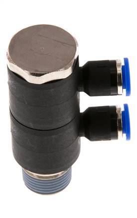 Racor rápido de 2 vías de 6mm x R3/8'' con rosca macho Latón/PA 66 NBR Giratorio