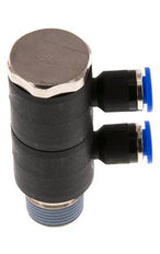 Racor rápido de 2 vías de 6mm x R3/8'' con rosca macho Latón/PA 66 NBR Giratorio