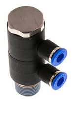 Racor rápido de 2 vías de 6mm x R3/8'' con rosca macho Latón/PA 66 NBR Giratorio