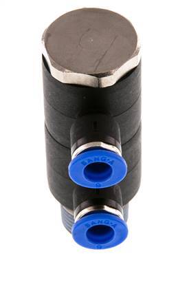 Racor rápido de 2 vías de 6mm x R3/8'' con rosca macho Latón/PA 66 NBR Giratorio