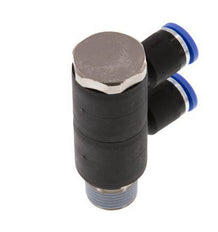 Racor rápido de 2 vías de 8 mm x R3/8'' con rosca macho Latón/PA 66 NBR Giratorio