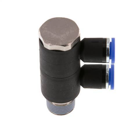 Racor rápido de 2 vías de 8 mm x R3/8'' con rosca macho Latón/PA 66 NBR Giratorio
