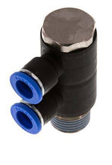 Racor rápido de 2 vías de 10 mm x R1/2'' con rosca macho Latón/PA 66 NBR Giratorio