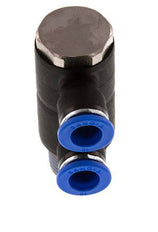 Racor rápido de 2 vías de 10 mm x R1/2'' con rosca macho Latón/PA 66 NBR Giratorio