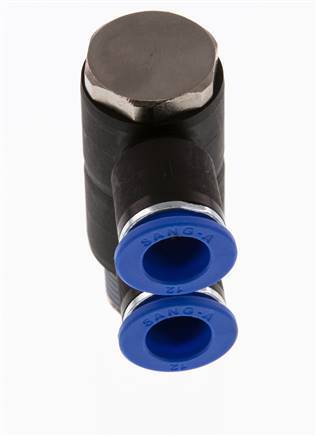 Racor rápido de 2 vías de 12 mm x R1/2'' con rosca macho Latón/PA 66 NBR Giratorio